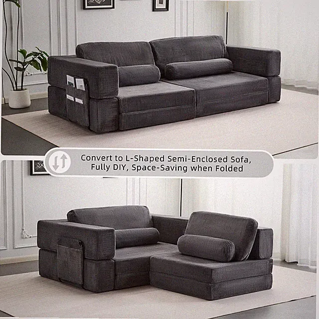 Foldable Castle Sofa Modular PlayCouch for Living Room & Bedroom Instant Expansi