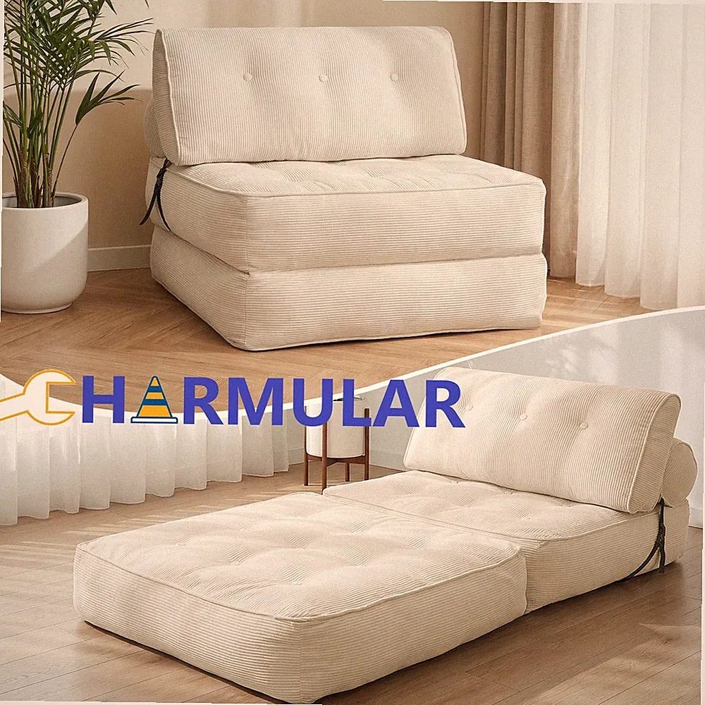 Foldable Compact Sofa Bed Portable Chaise Lounge w/ Headrest & Lumbar Cushion