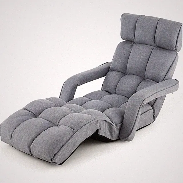 Foldable Floor Lazy Sofa, Indoor Chaise Lounge with 6 Adjustable Positions, Grey