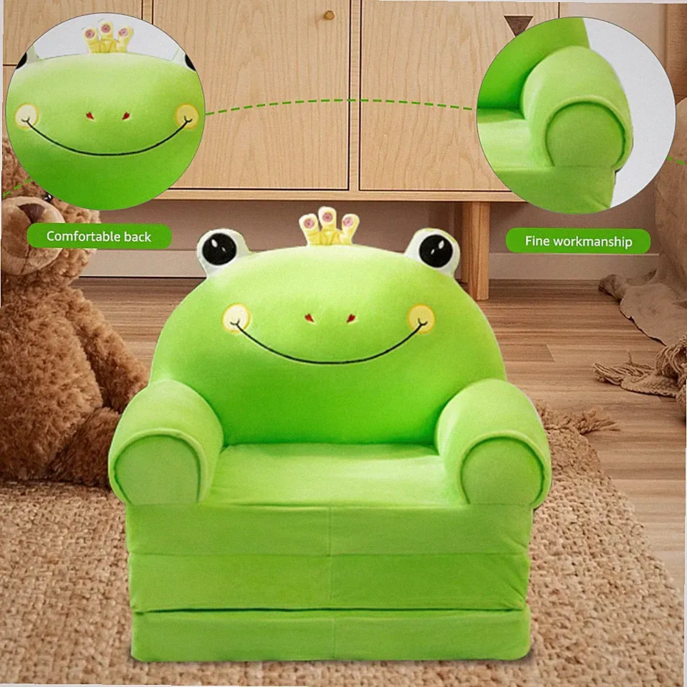 Foldable Frog Prince Chair Kids Furniture for Playroom Bedroom Sofa for Toddlers