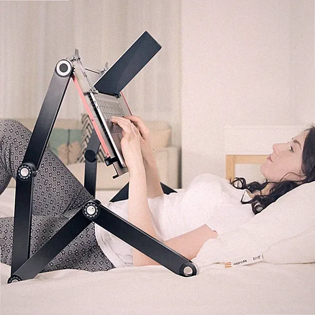 Foldable Laying Down Desk Adjustable Height Laptop Stand for Couch Bed
