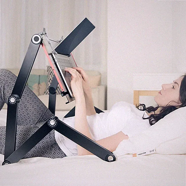 Foldable Laying Down Desk Adjustable Height Laptop Stand for Couch Bed