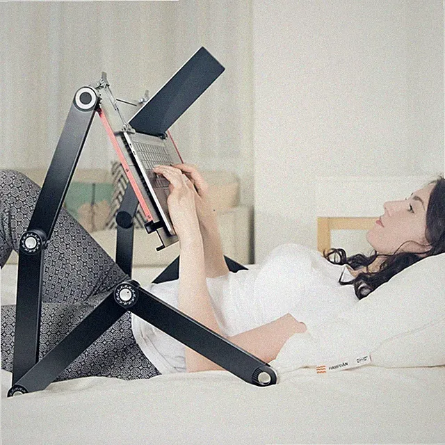 Foldable Laying Down Desk Adjustable Height Laptop Stand for Couch Bed
