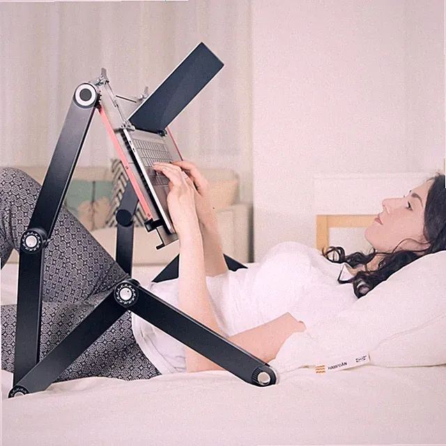 Foldable Laying Down Desk Adjustable Height Laptop Stand for Couch Bed