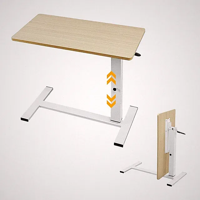 Foldable Overbed Table with Wheels Adjustable Height Bedside Desk 27.56"-36.6...