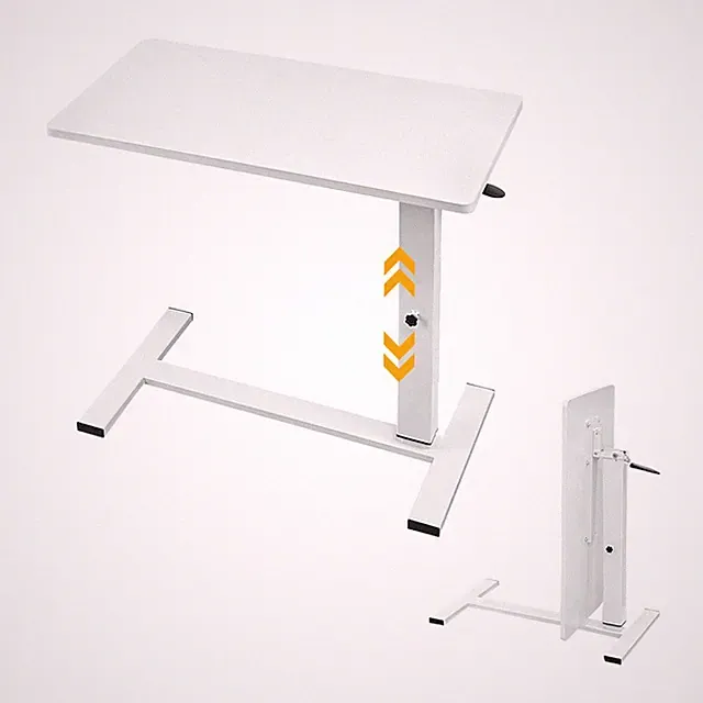 Foldable Overbed Table with Wheels Bedside Desk White