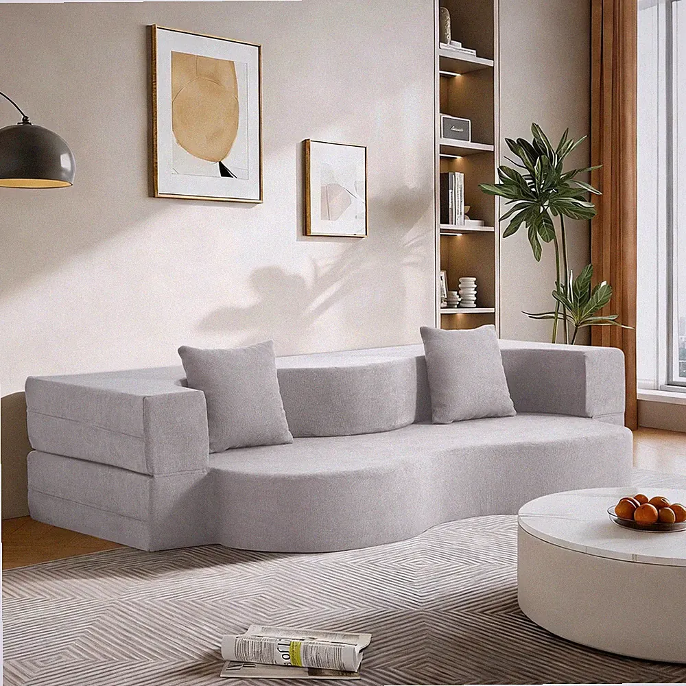 Foldable Sofa Bed Floor Couch Convertible w/ High Density Foam Guest Bed