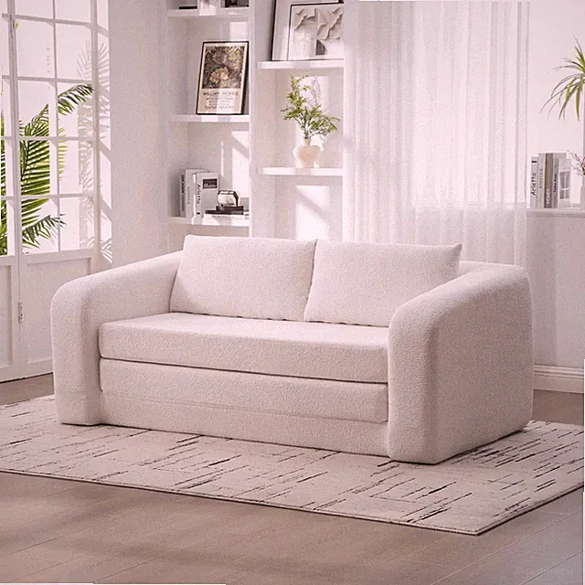 Foldable Sofa Bed with Armrests and Backrest, Includes Pillows