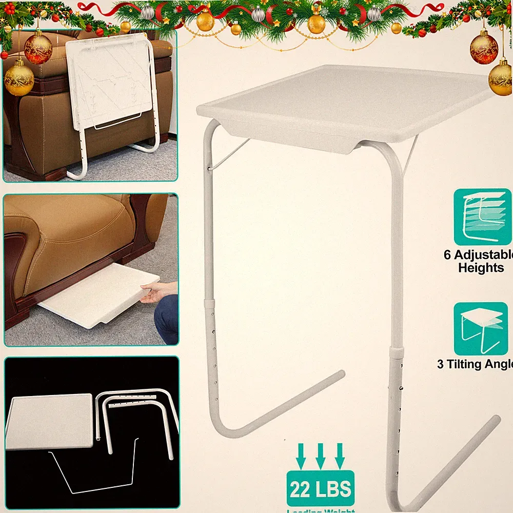 Foldable Table Adjustable TV Tray Laptop Desk Sofa Bed Side Dinner Tray Portable