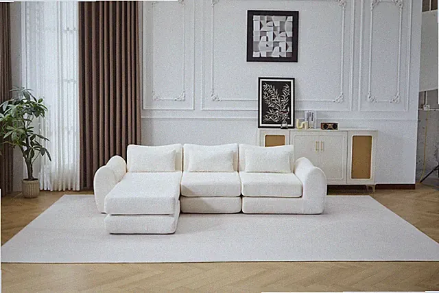 Foldable Wave Star Modular Sofa, Chenille Fabric for Living Room & Bedroom, In