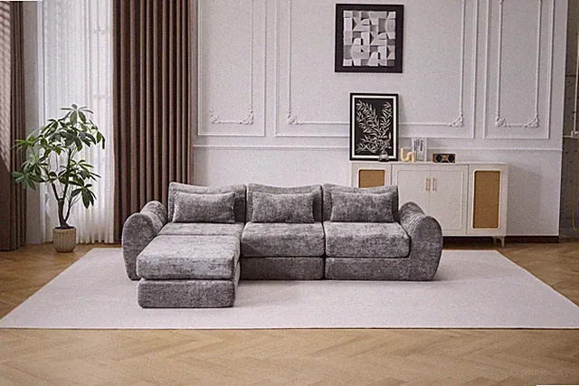 Foldable Wave Star Modular Sofa, Chenille Fabric for Living Room & Bedroom, Ins