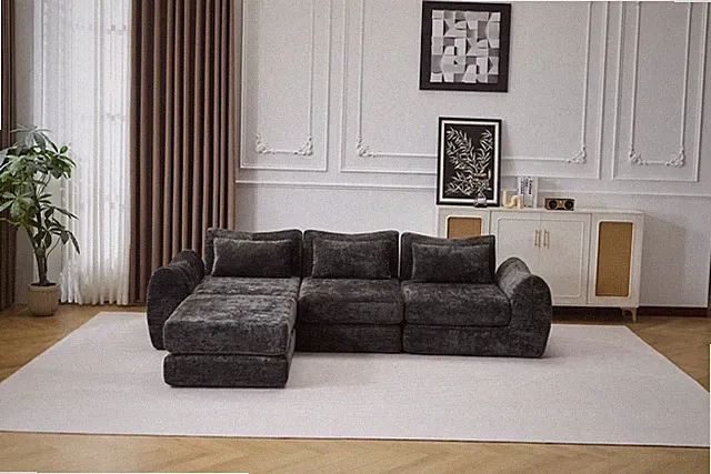 Foldable Wave Star Modular Sofa, Chenille Fabric for Living Room & Bedroom, Inst