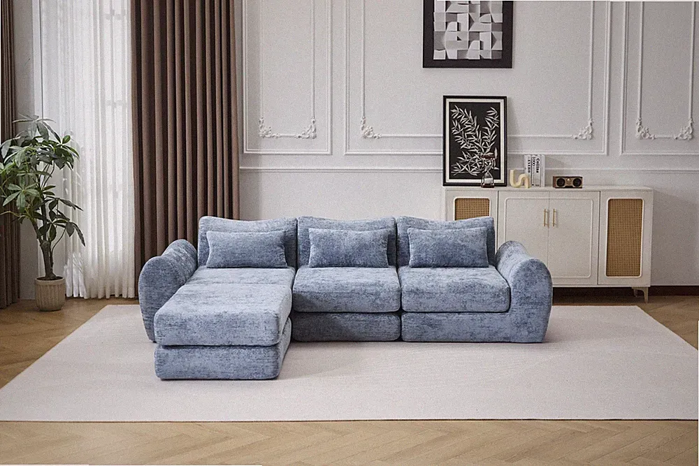 Foldable Wave Star Modular Sofa,Chenille Fabric for Living Room & Bedroom,Instan