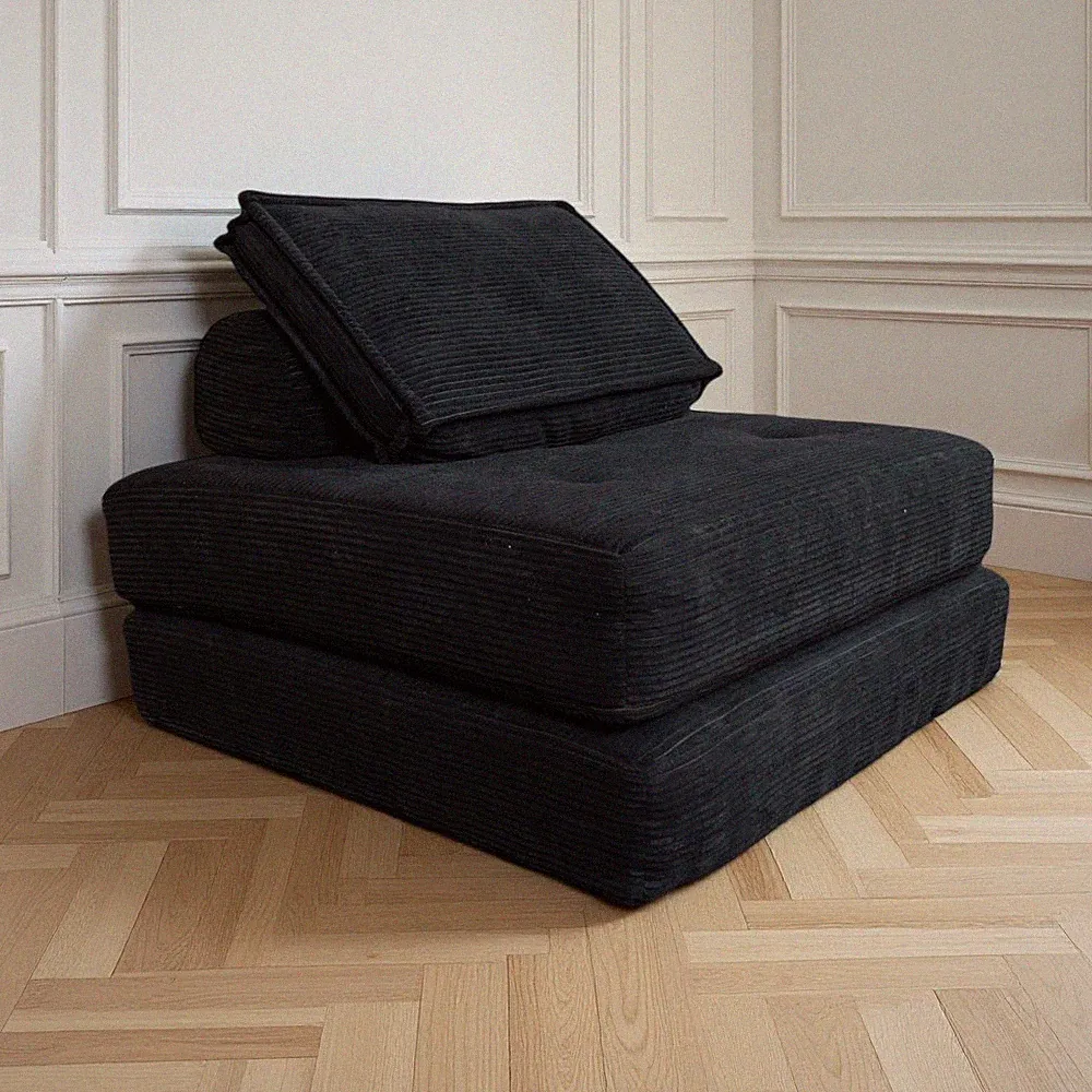 Folding Bed Futon Chair Convertible Lounger Sleeper Bed with Pillow Corduroy
