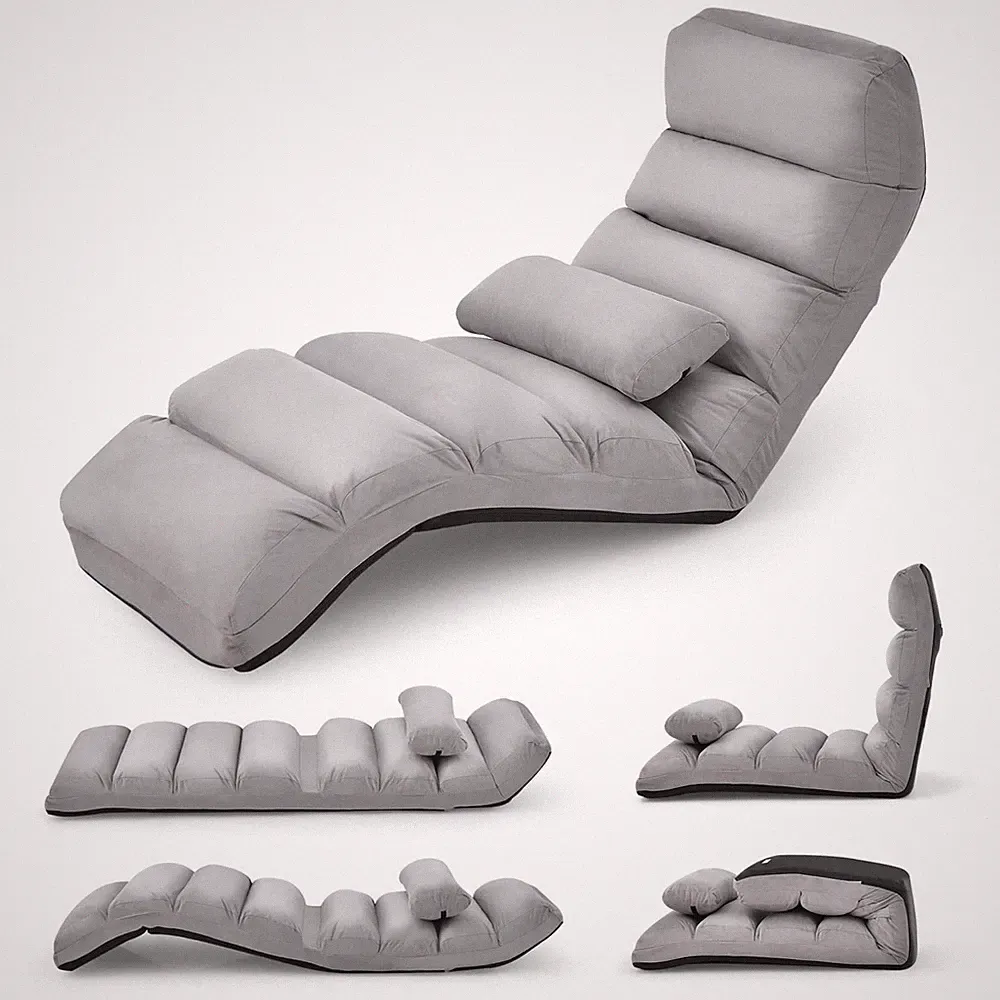 Folding Floor Lazy Sofa, Chaise Lounge Sofa w/5-Position Adjustable Backrest