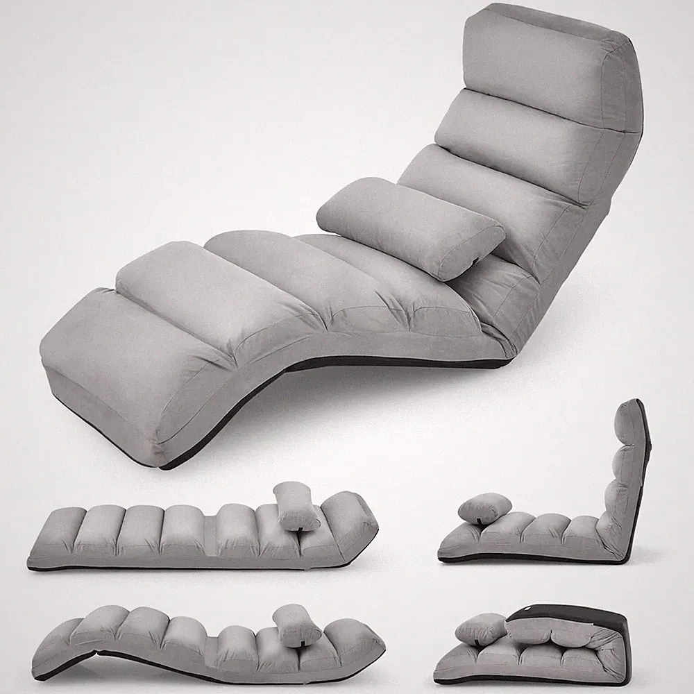 Folding Floor Lazy Sofa, Chaise Lounge Sofa w/5-Position Adjustable Backrest