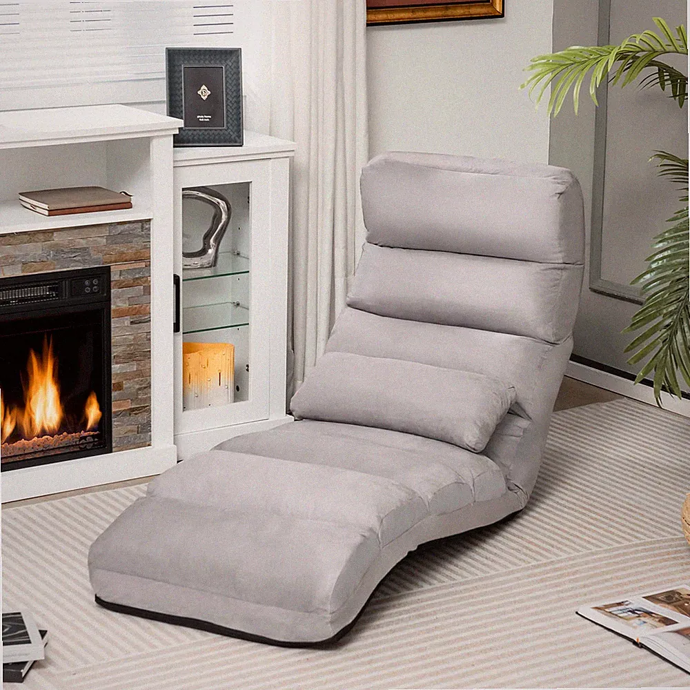 Folding Floor Lazy Sofa w/5-Position Adjustable Backrest, Chaise Lounge Sofa