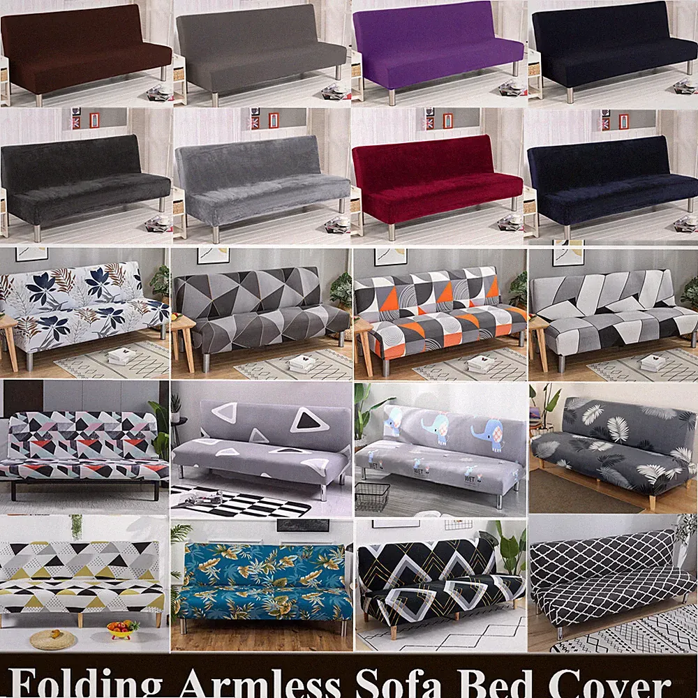 Folding Futon Slipcover Stretch Sofa Bed Cover Printed Armless Sofa Covers USA