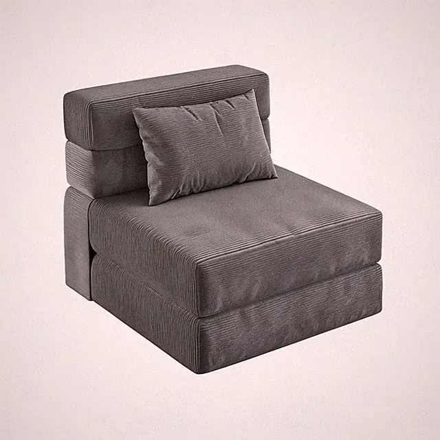 Folding Lazy Sofa Bed 3-in-1 Foldable Couch Bed with Zipper Washable Cover Grey