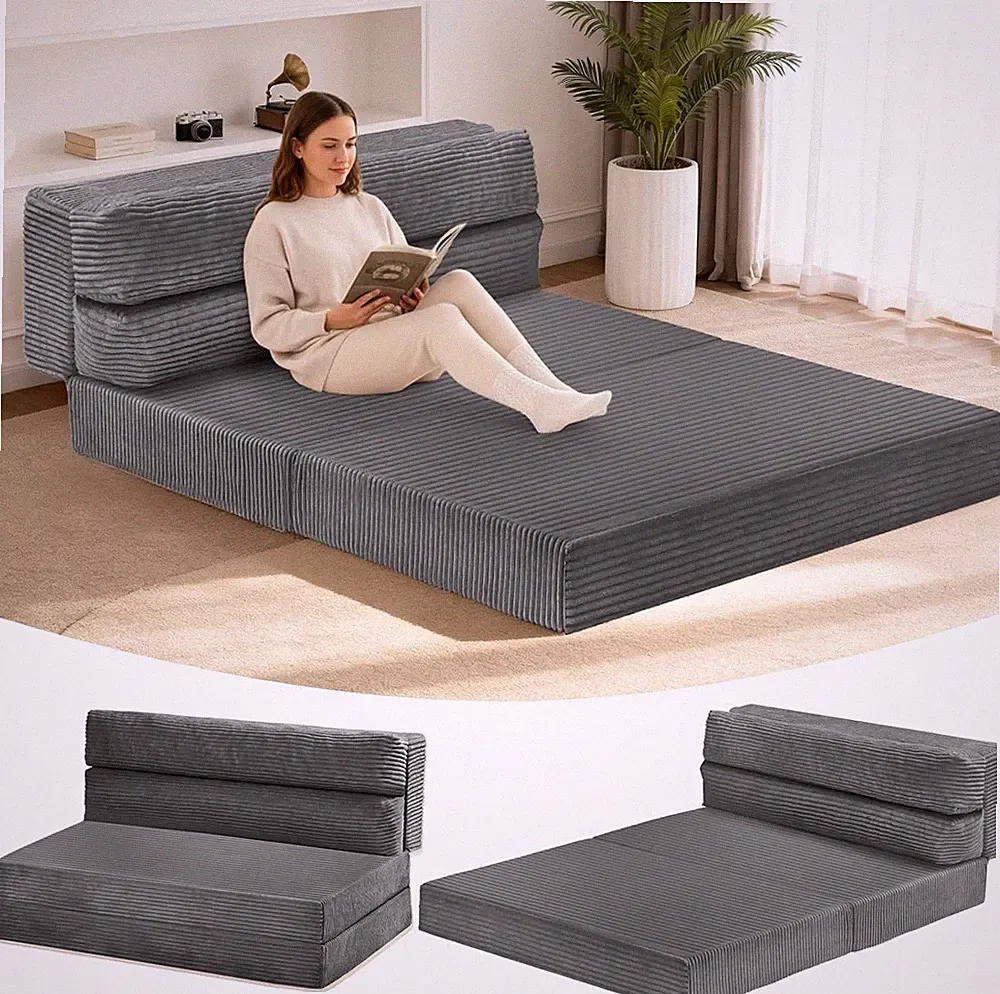 Folding Mattress Full Size, 3 in 1 Convertible Sofa Bed Fold Out Couch Bed Floor