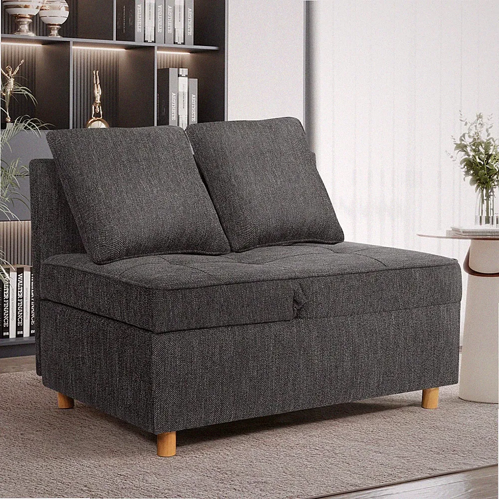 Folding Ottoman Sofa Bed Chair 4-in-1 Sleeper Sofa Adjustable Backrest 2 Pillows