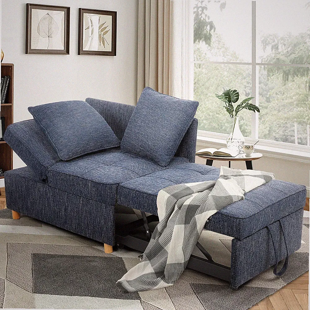 Folding Ottoman Sofa Bed Chair 4-in-1 Sleeper Sofa Adjustable Backrest Home
