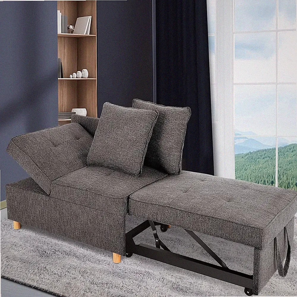 Folding Ottoman Sofa Bed Convertible Sleeper Sofa w.Adjustable`Backrest Loveseat