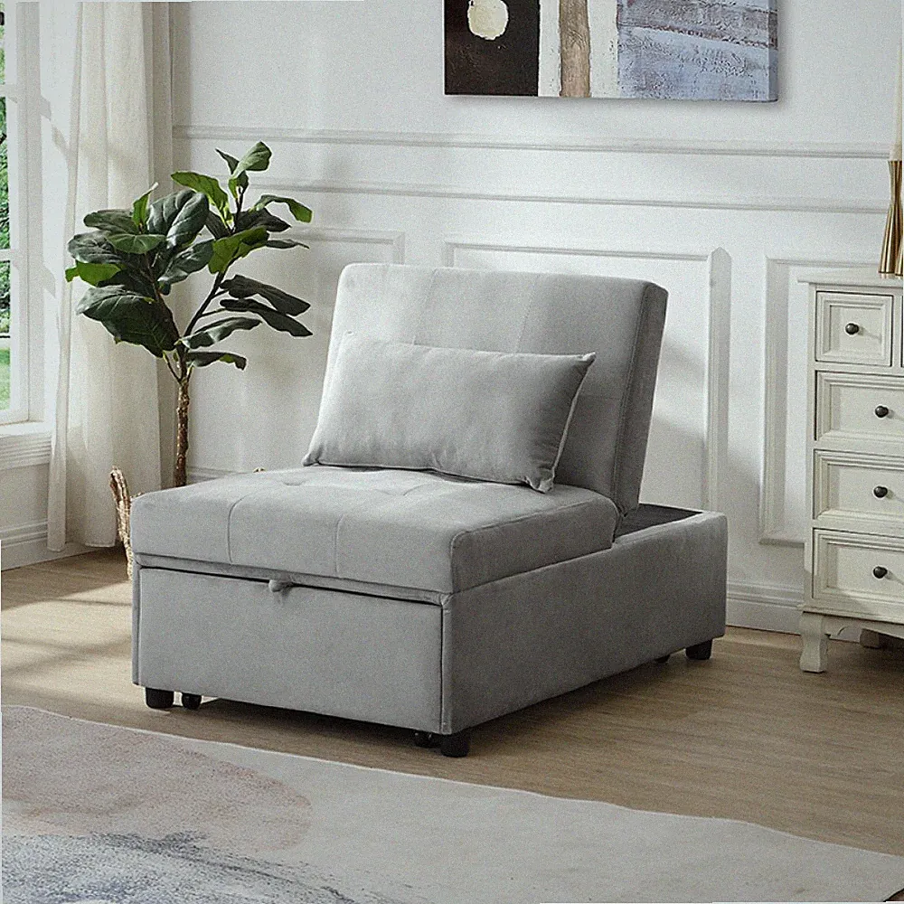 Folding Ottoman Sofa Bed Gray