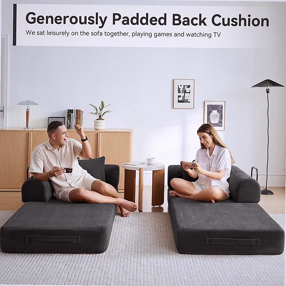 Folding Pop-up Sofa Bed 3-in-1 Convertible Couch Floor Bed w/ 2 Pillows Washable
