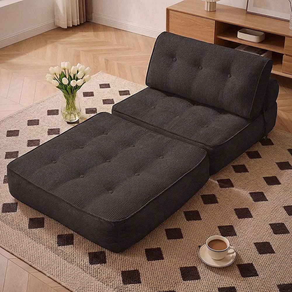 Folding Single Sofa Bed, Convertible Sleeper Chair Bed Couches w/ Dual-Cushion
