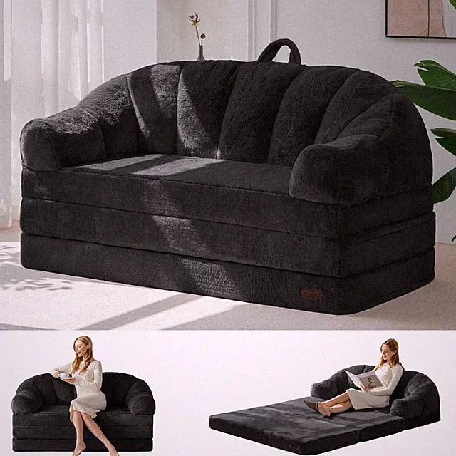 Folding Sofa Bed, 2 in 1 Convertible Sofa to Lounger Comfy Loveseat Bean Bag...