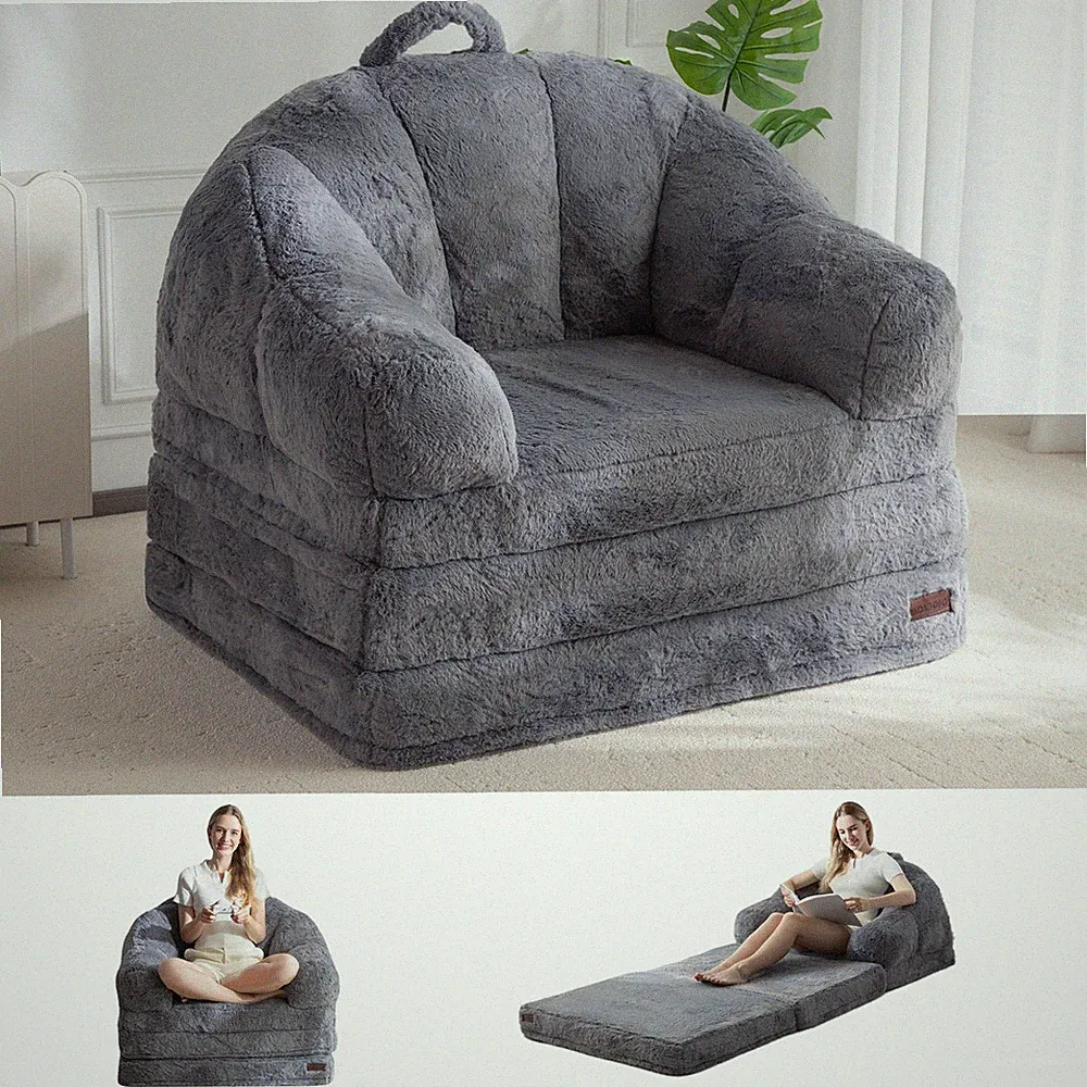 Folding Sofa Bed 2 in 1 Convertible Sofa to Lounger Comfy Single Bean Bag Chair