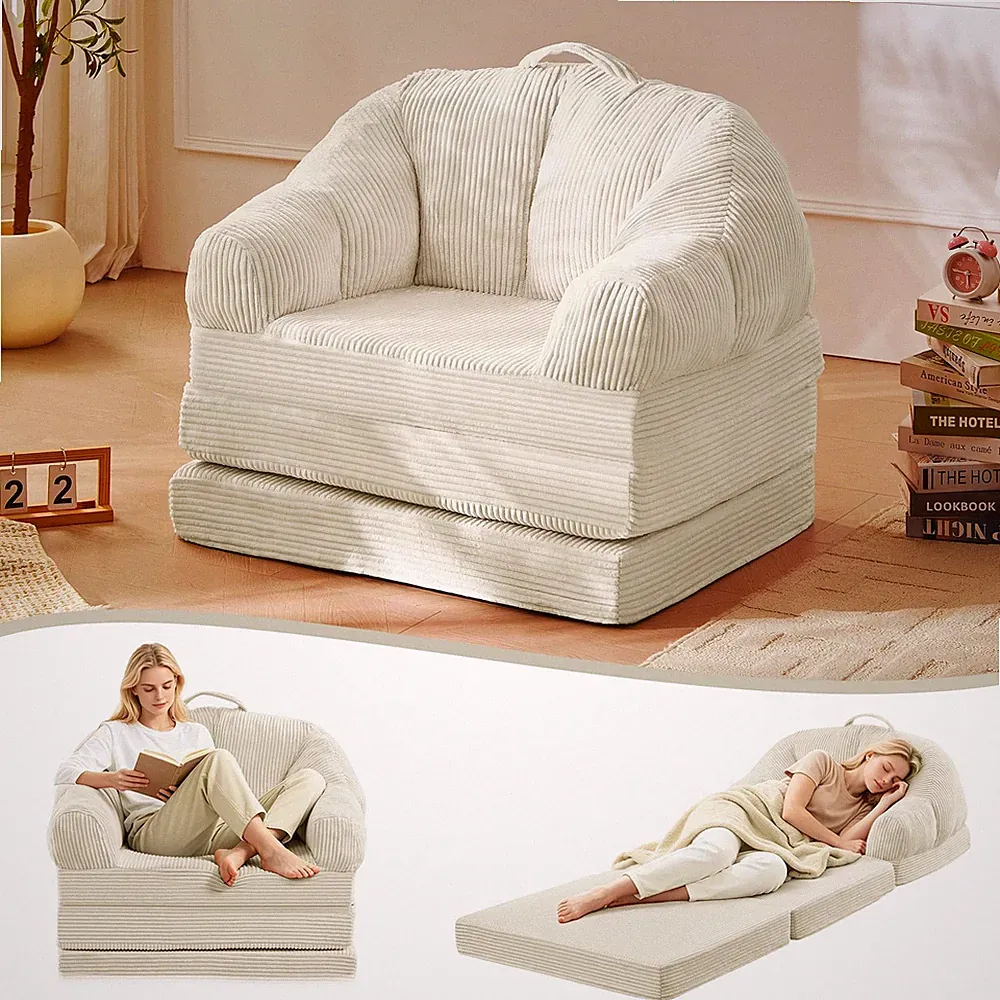Folding Sofa Bed 3-in-1 Convertible Boneless Couch with Handle Floor Lounger