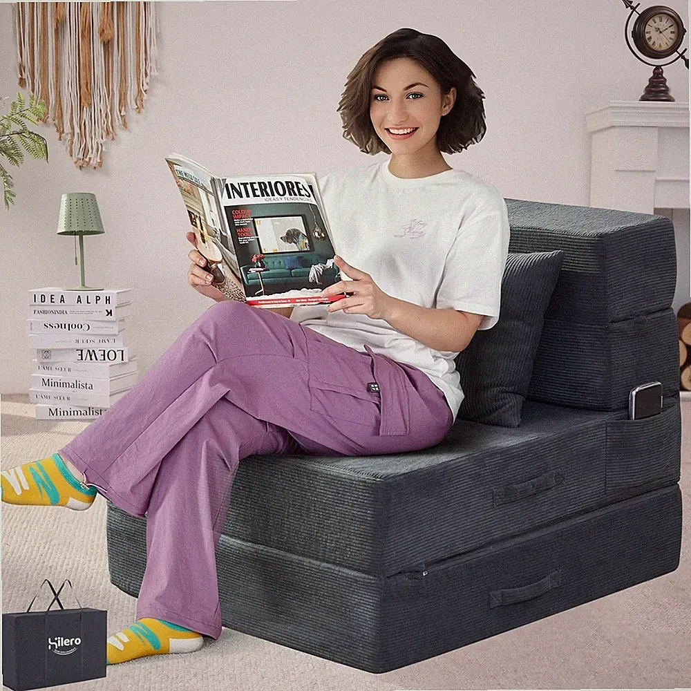 Folding Sofa Bed, 4 in 1 Convertible Sleeper Chair with Pillow, Single Memory...