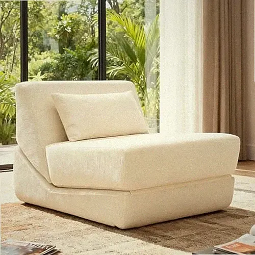 Folding Sofa Bed Chair, 3 in 1 Convertible Sleeper Chair Bed w/Pillow White