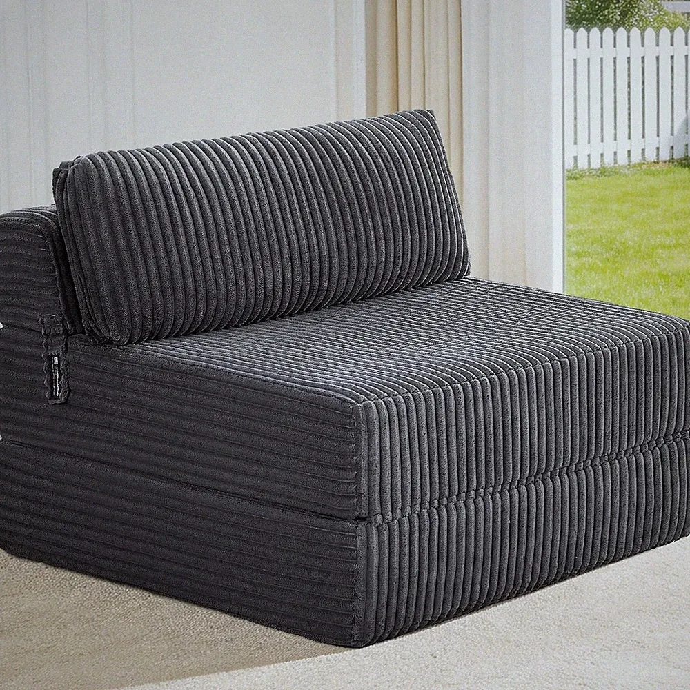 Folding Sofa Bed Convertible 4 in 1 Sleeper Chair Gray Twin XL