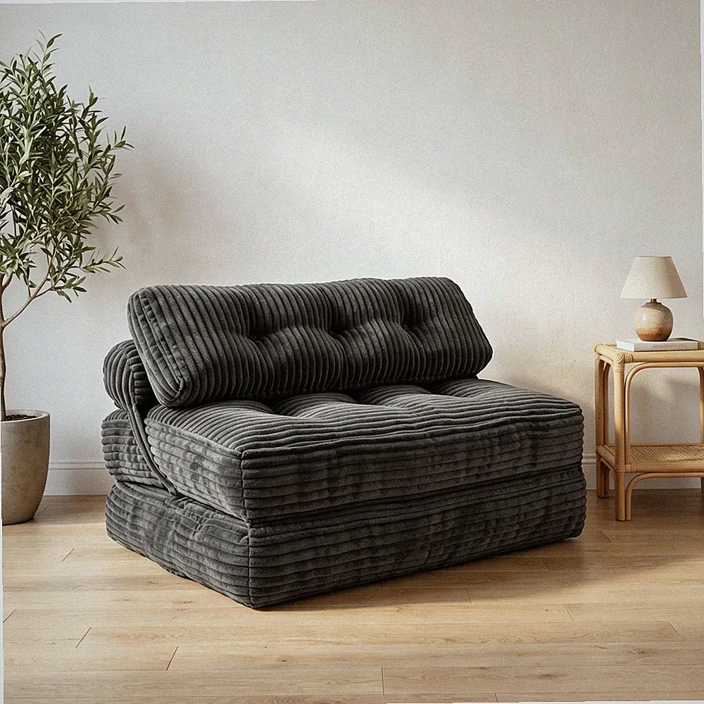 Folding Sofa Bed Convertible Chair with Pillow, Dark Grey, 52" x 35.5"