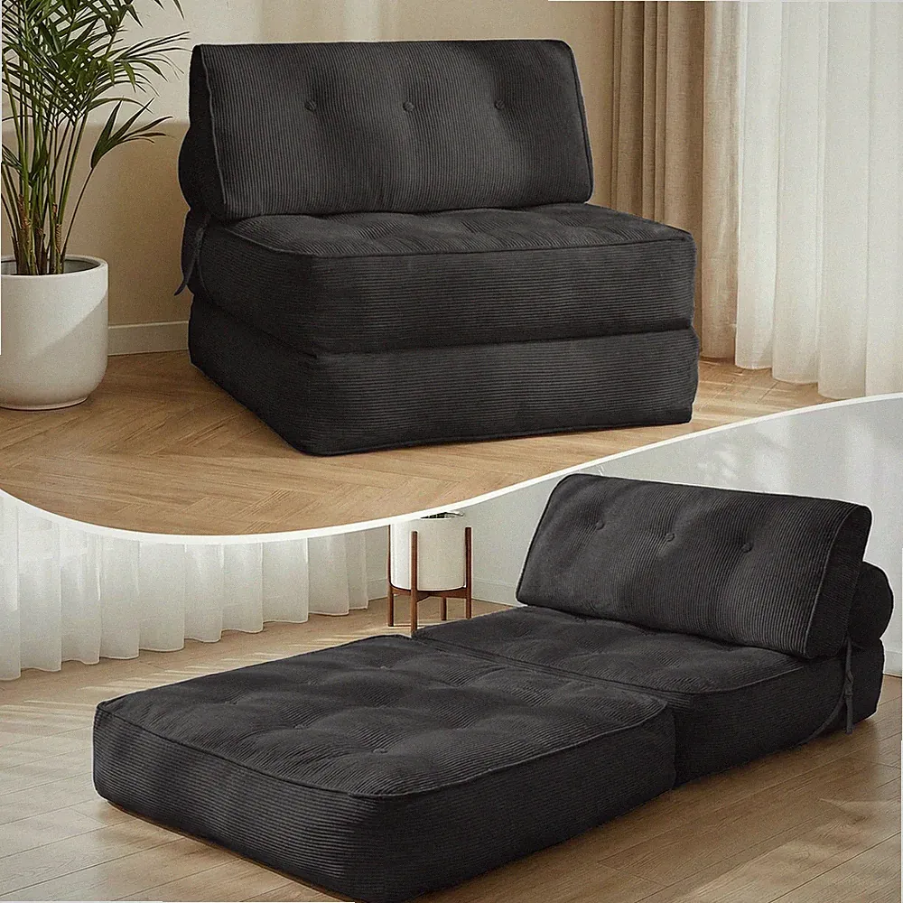 Folding Sofa Bed Convertible Floor Couch & Sleeping Mattress Washable w/ Cushion