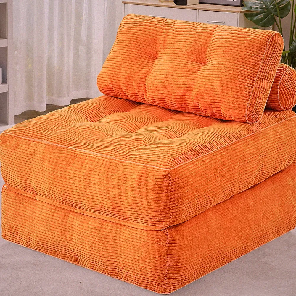 Folding Sofa Bed, Convertible Sleeper Chair Bed w/Dual-Pillow & Handle, Folda...