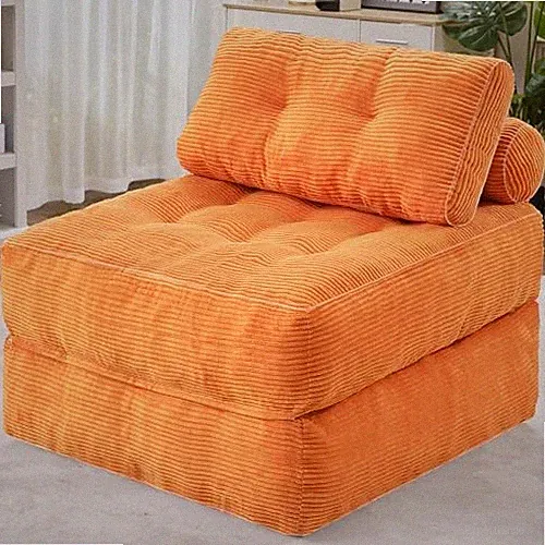 Folding Sofa Bed, Convertible Sleeper Chair Bed w/Dual-Pillow & Single Orange