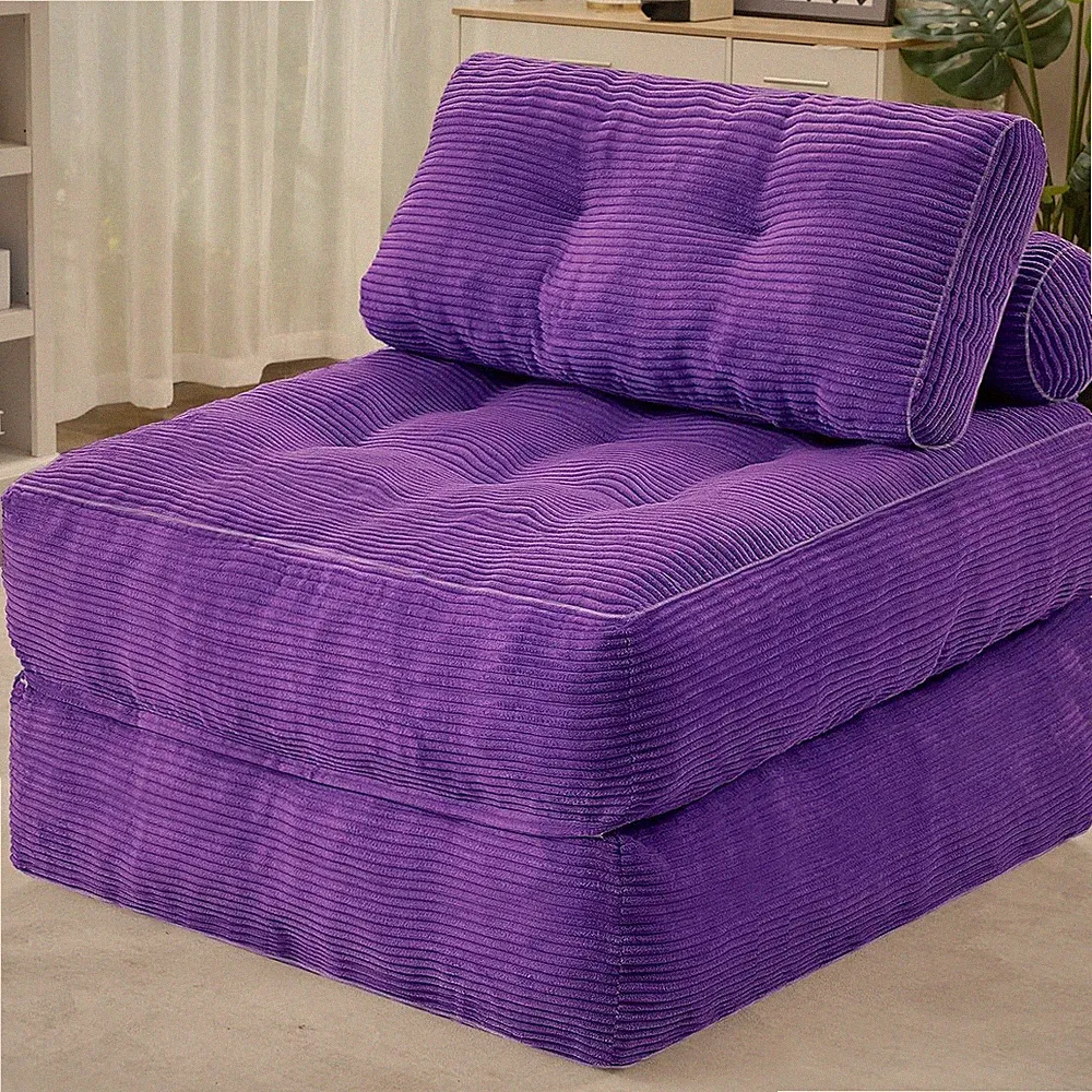 Folding Sofa Bed Convertible Sleeper Chair Purple Foldable HABUTWAY Handle Floor