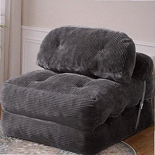 Folding Sofa Bed, Convertible Sleeper Chair with Back Support and Dark Gray