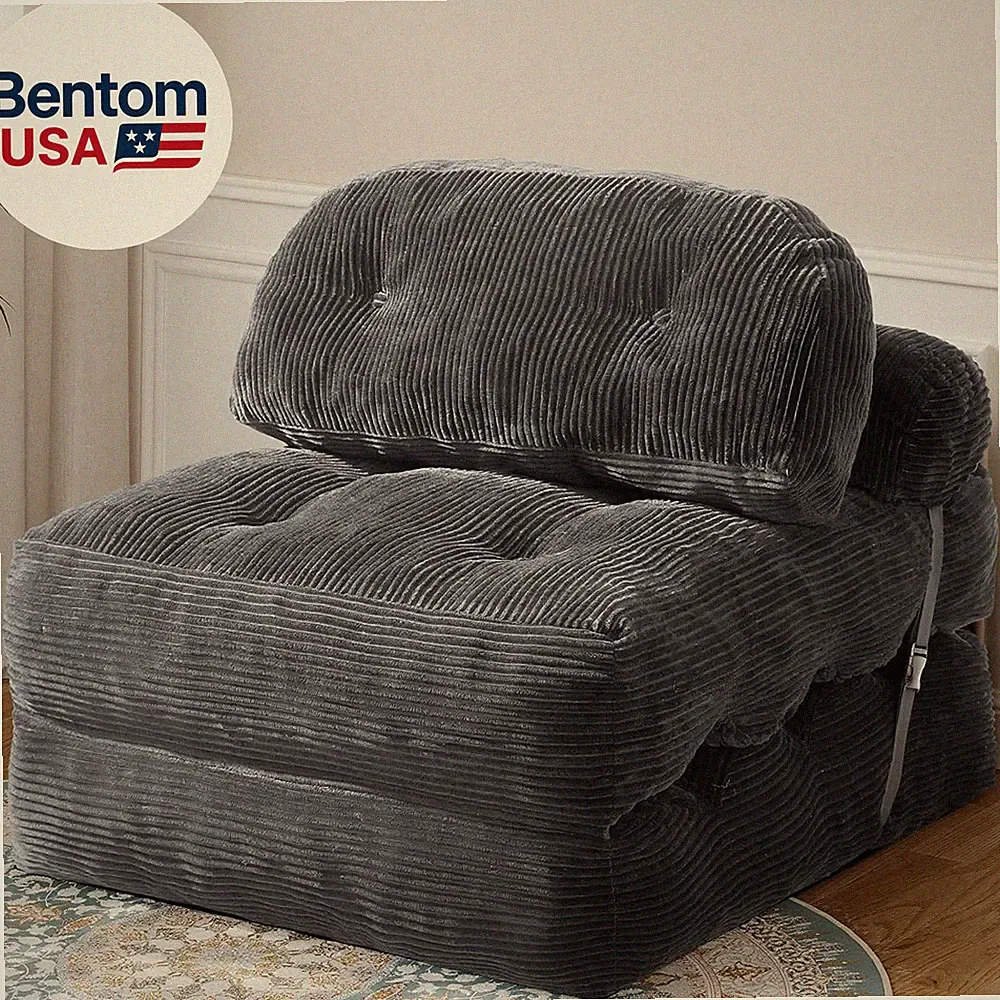 Folding Sofa Bed, Convertible Sleeper Chair with Back Support and Pillow Futon,B