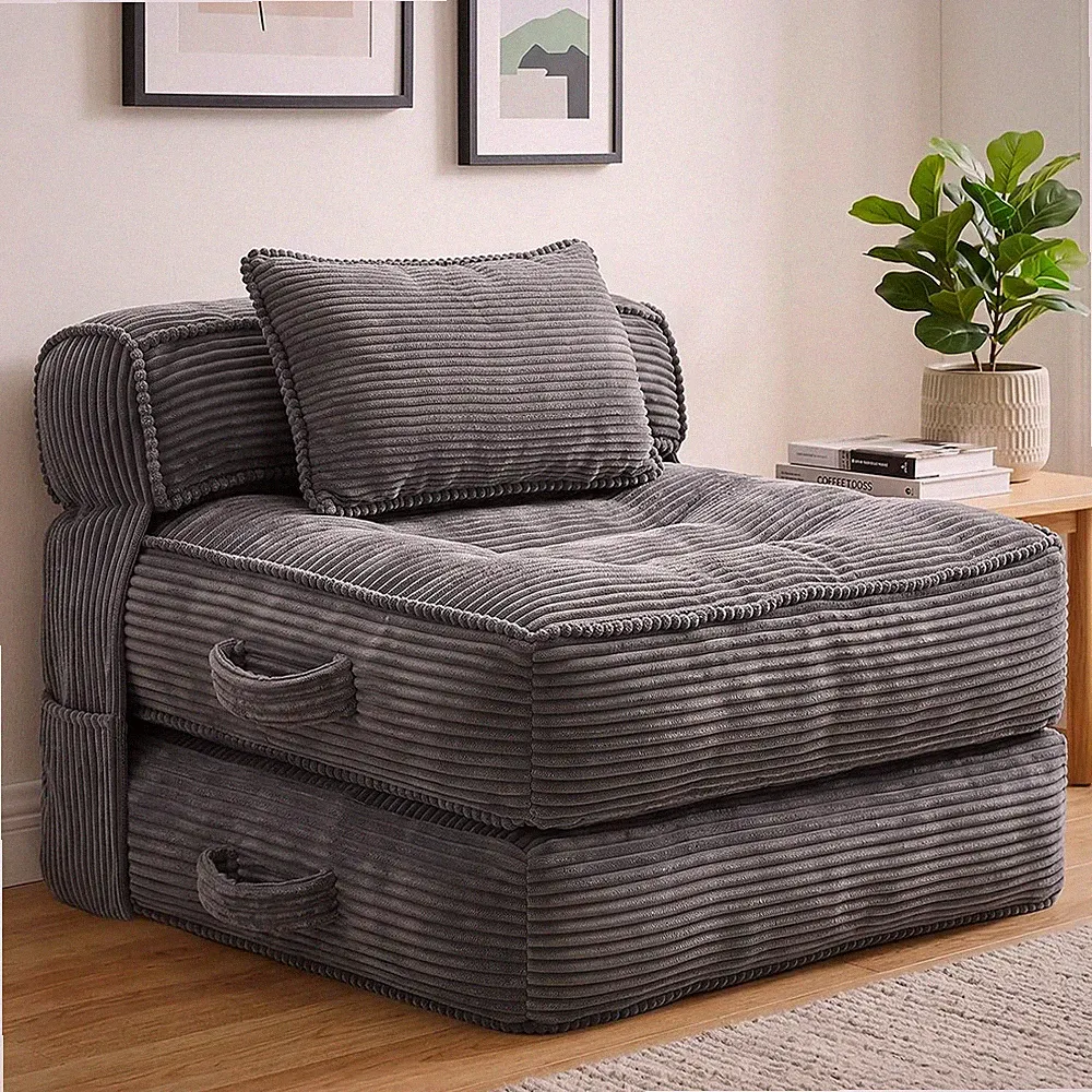 Folding Sofa Bed, Convertible Sleeper Chair with Pillow Foldable Mattress with B