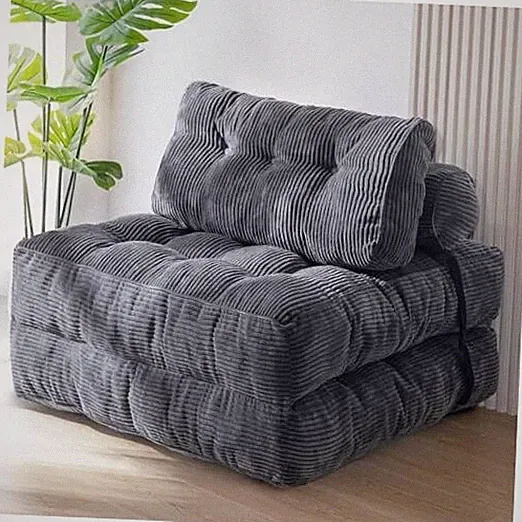 Folding Sofa Bed, Convertible Sleeper Chair with Pillow Single Dark Grey