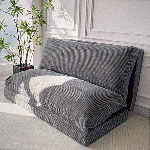 Folding Sofa Bed, Extra Thick and Long Floor Sofa Full 54x95 Inch Dark Grey