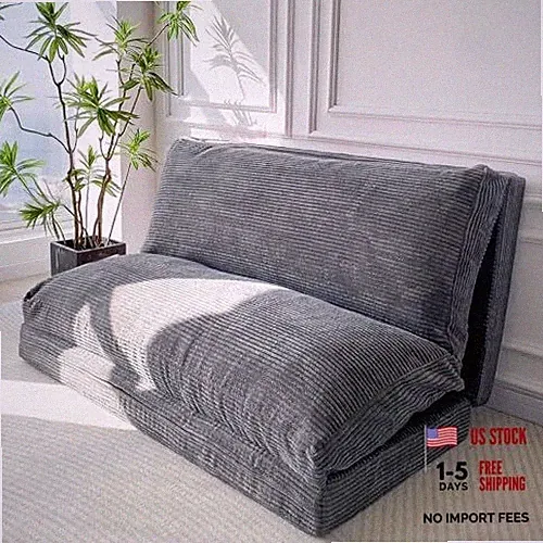 Folding Sofa Bed, Extra Thick and Long Floor Sofa Full 54x95 Inch Dark Grey