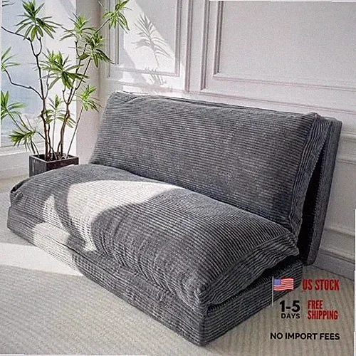Folding Sofa Bed, Extra Thick and Long Floor Sofa Single 30x95 Inch Dark Grey