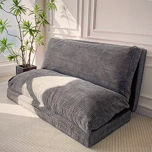 Folding Sofa Bed, Extra Thick and Long Floor Sofa Twin 39x95 Inch Dark Grey