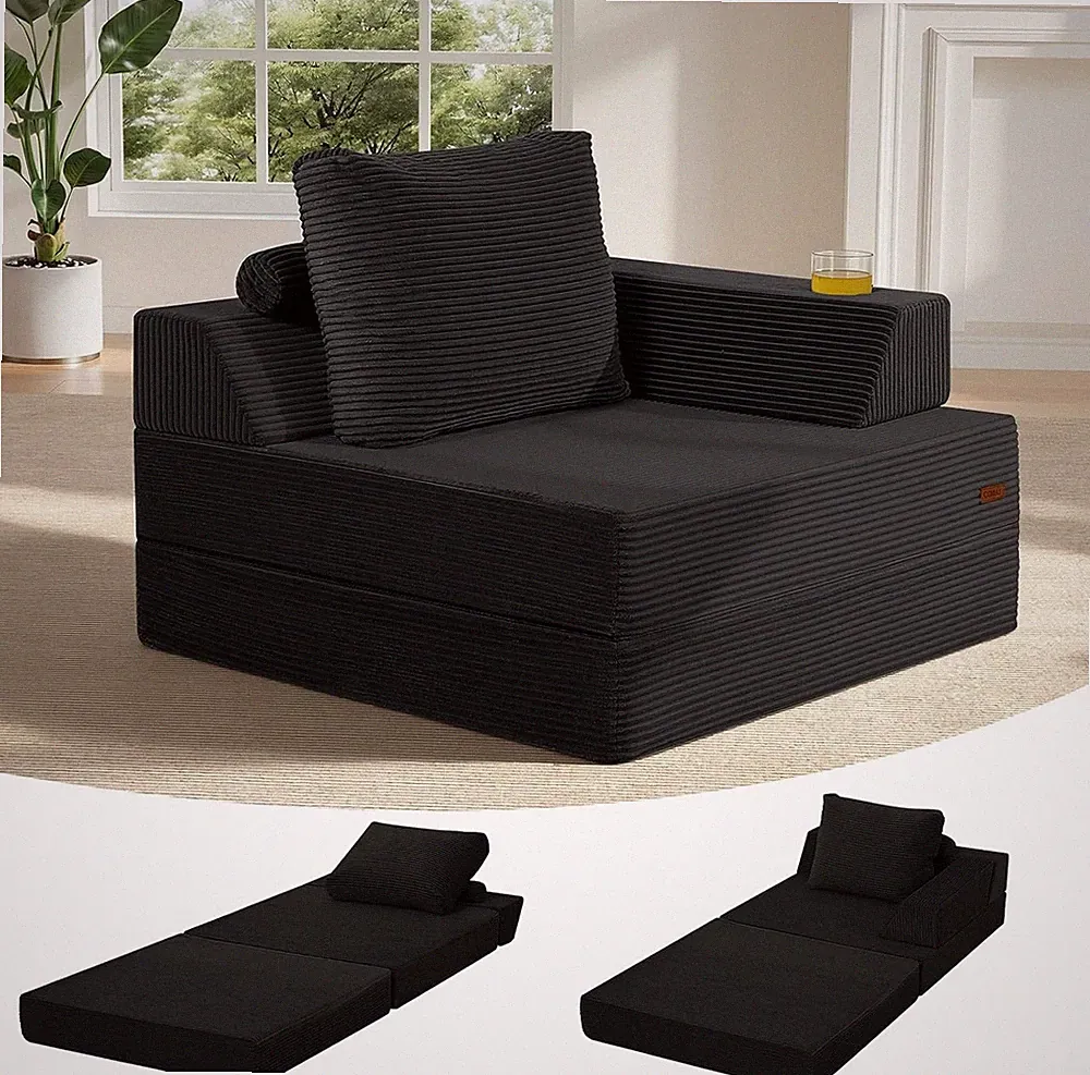 Folding Sofa Bed Foldable Couch Bedroom Corduroy Convertible Floor Sleeper Futon